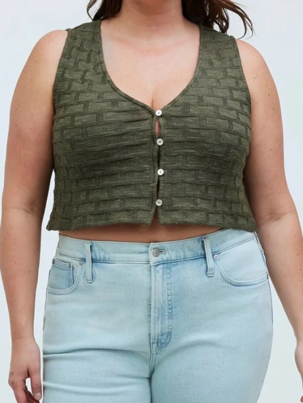 Madewell Crochet Vest in Green - Size S